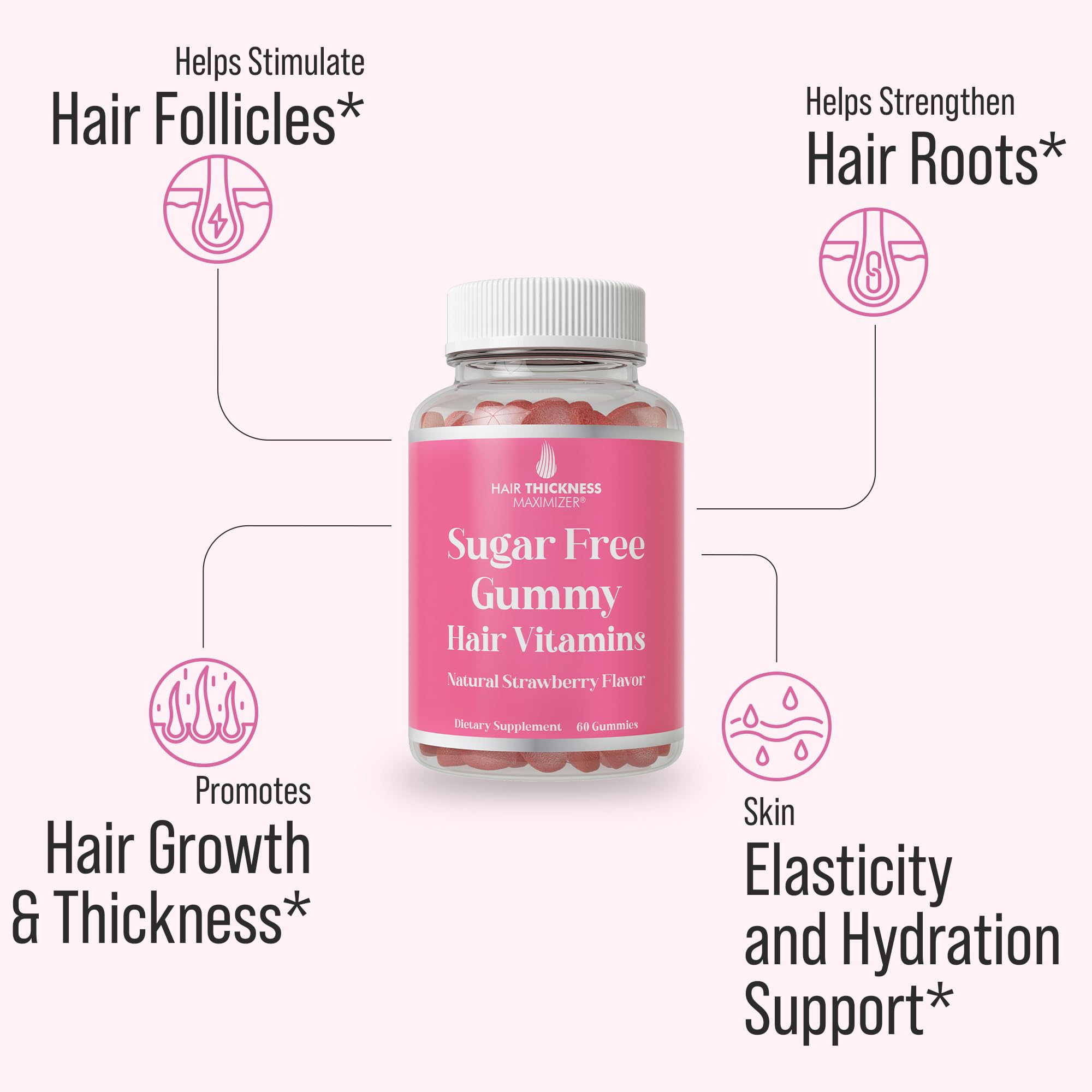 Hair Thickness Maximizer Sugar-Free Hair Gummy Vitamins packaging