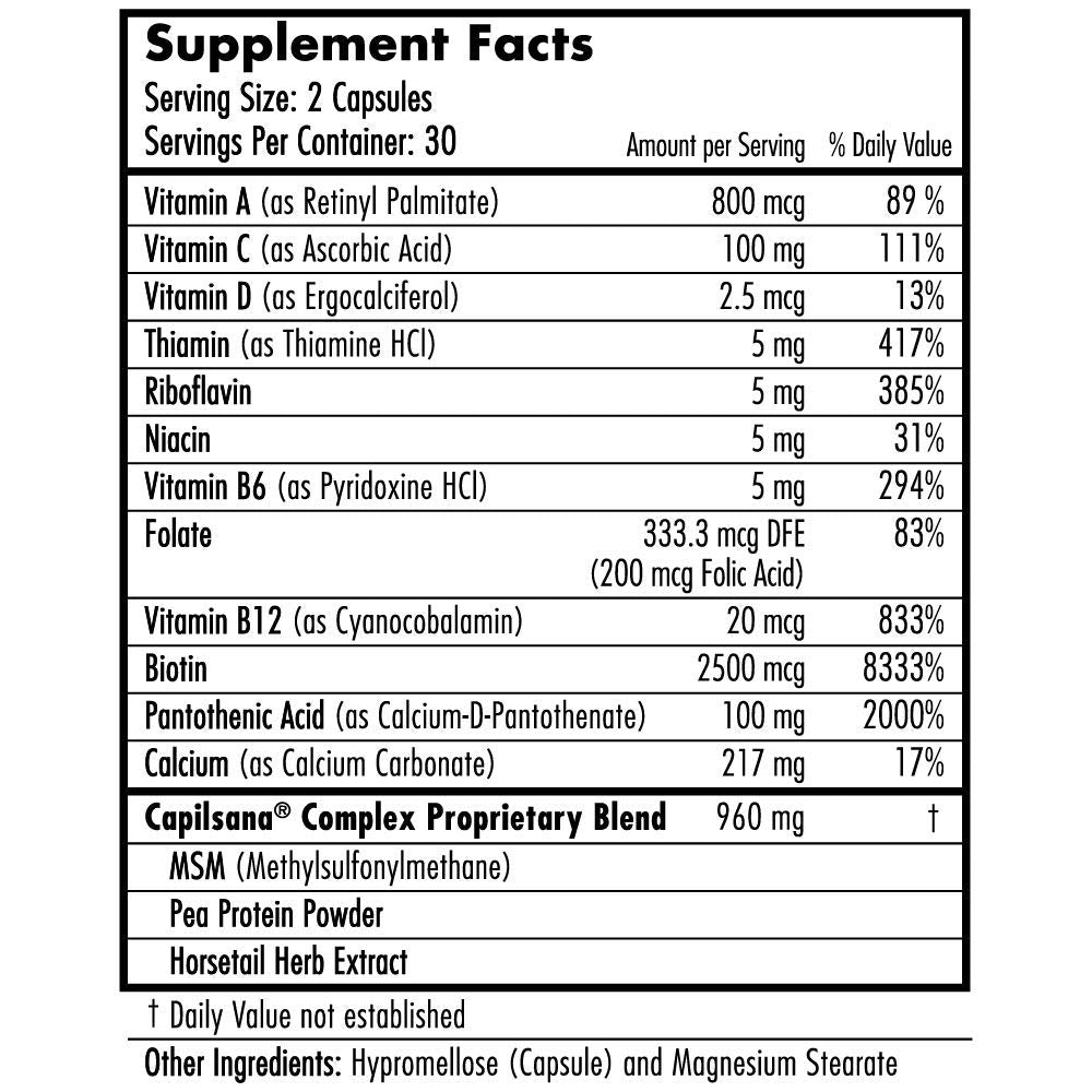 Hairfinity Healthy Hair Vitamins 2500mcg Biotin side view