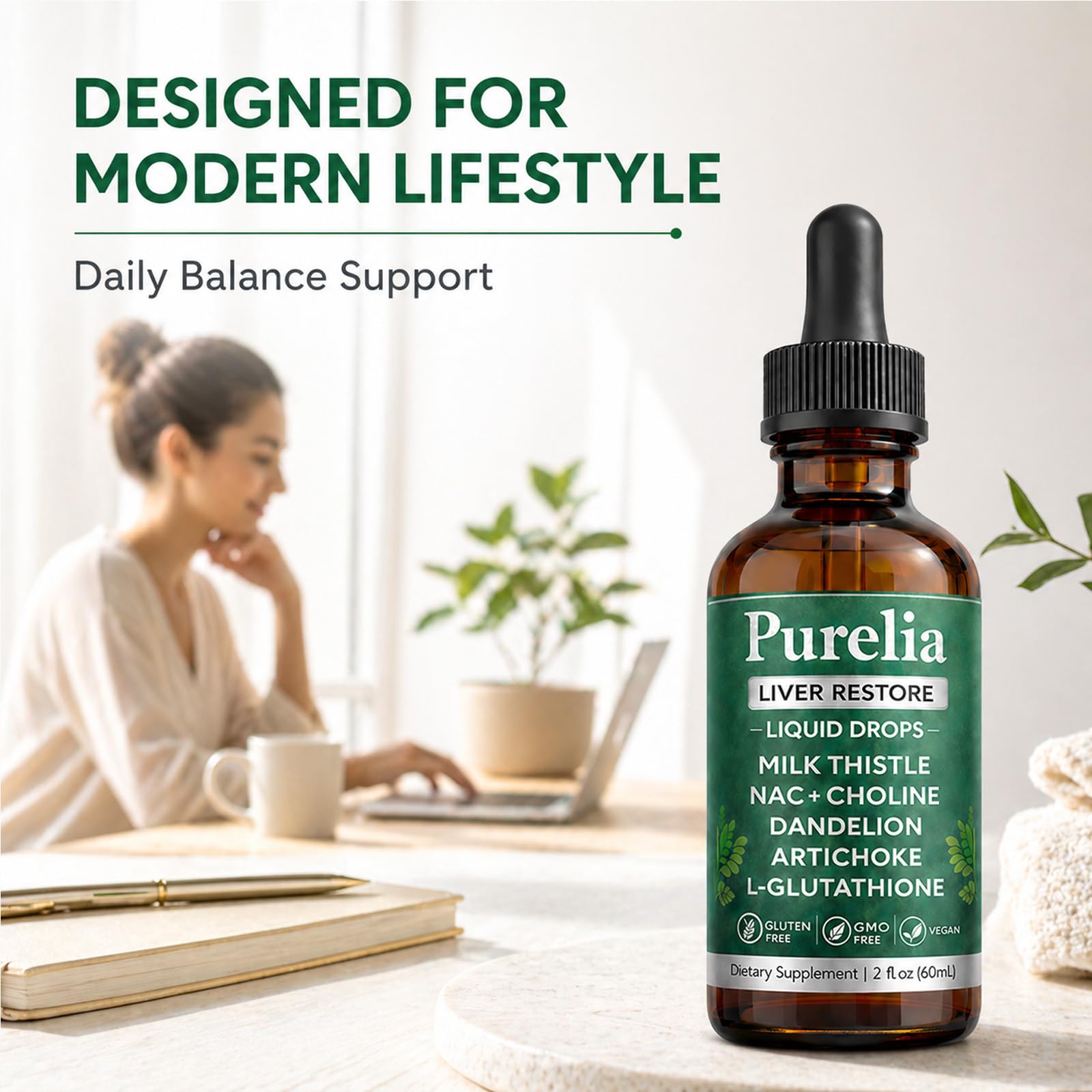 hairhalo Liver Restore Drops lifestyle scene