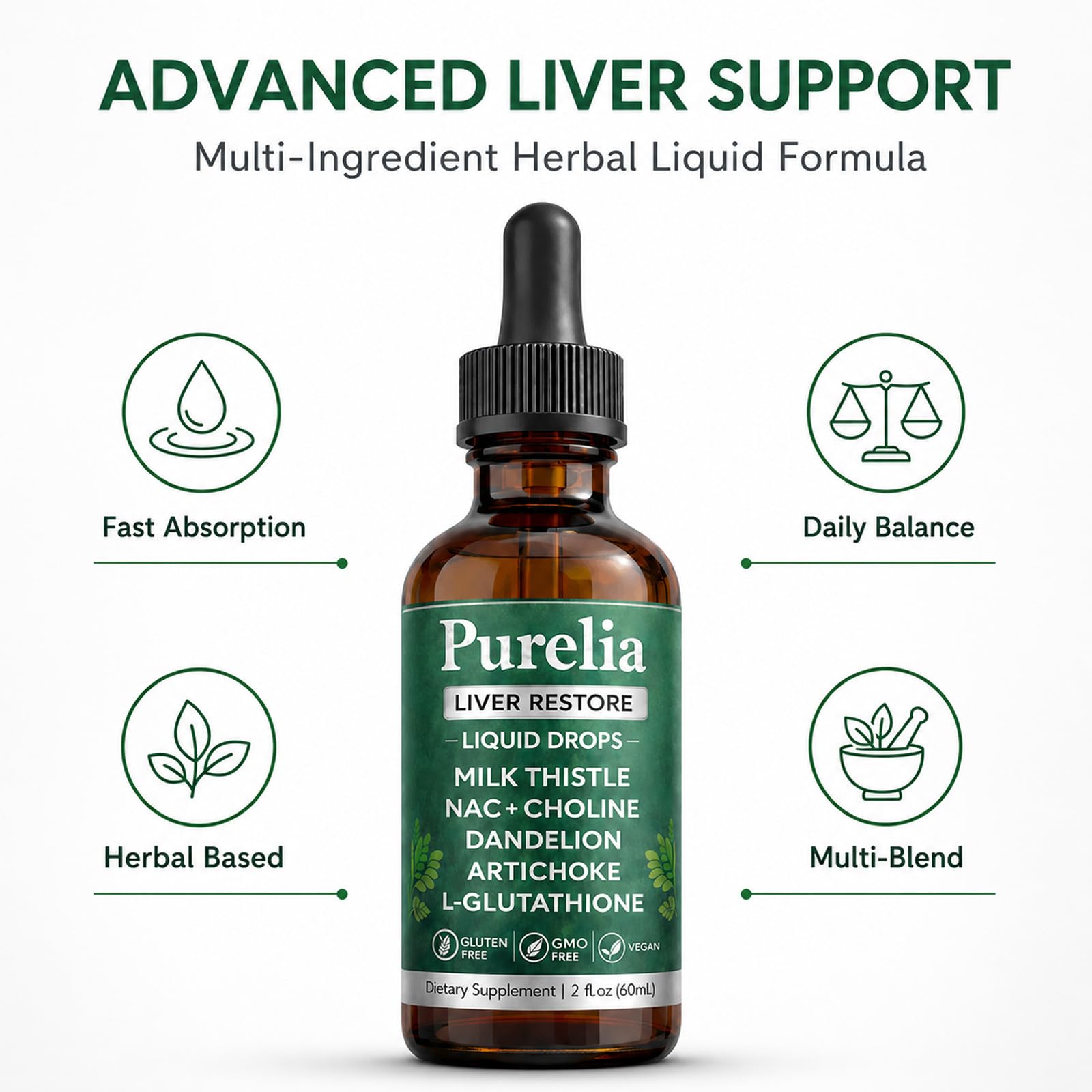 hairhalo Liver Restore Drops packaging with ingredients