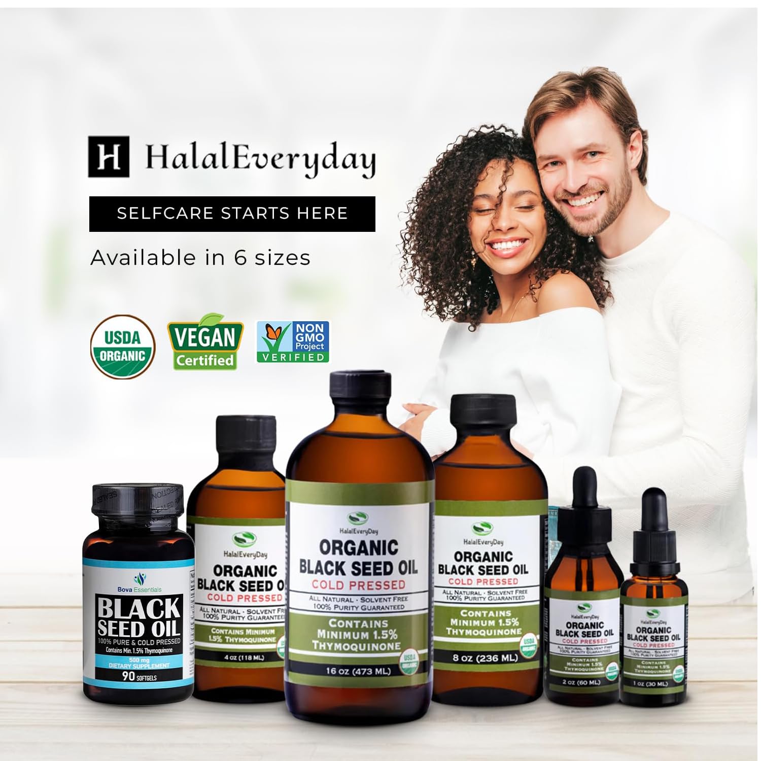 HalalEveryDay Black Seed Oil 227g in a glass