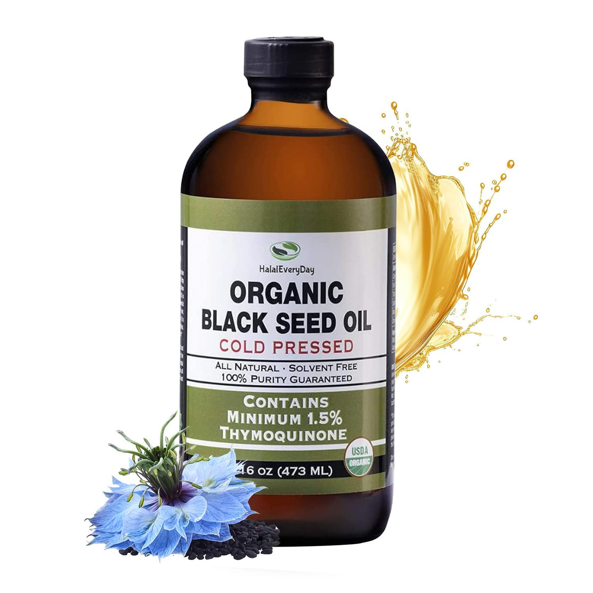 HalalEveryDay Black Seed Oil 454g front view with packaging