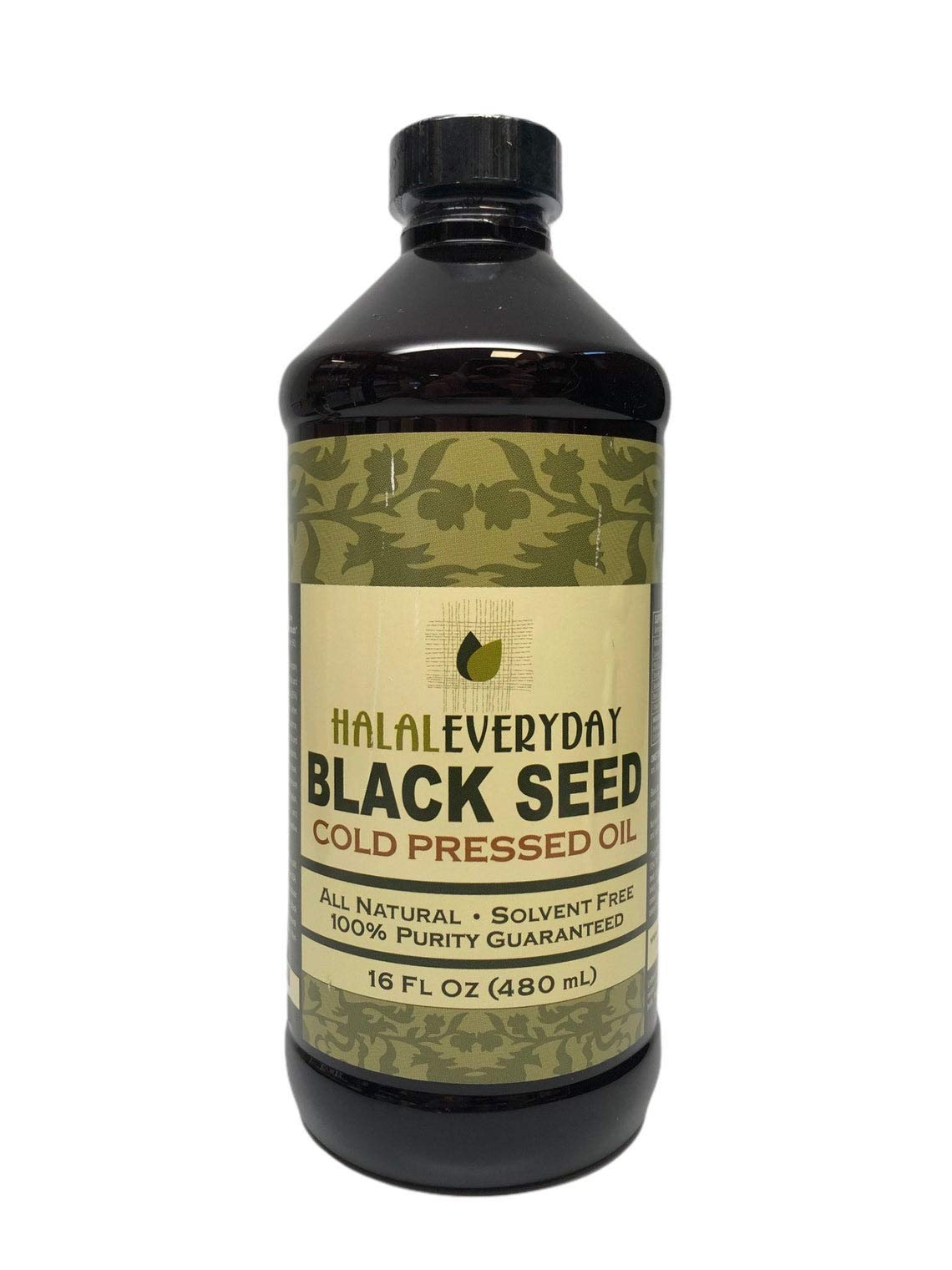 Halaleveryday black seed oil amber glass bottle front view