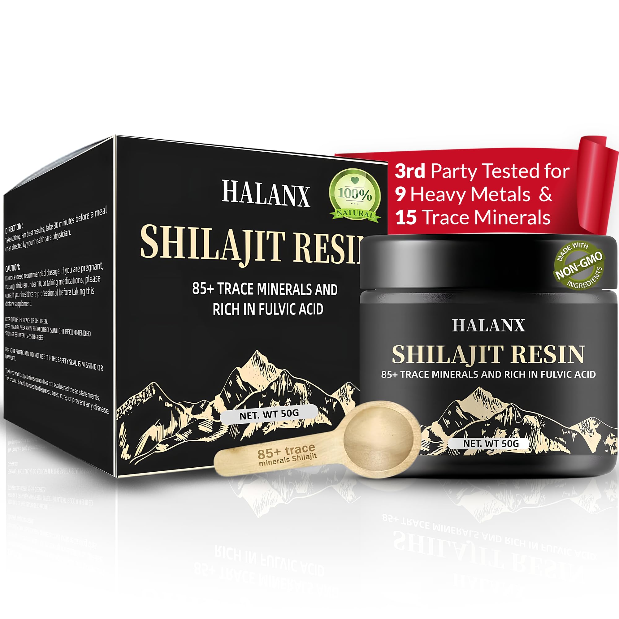 Halanx Shilajit Resin 50g glass jar front view
