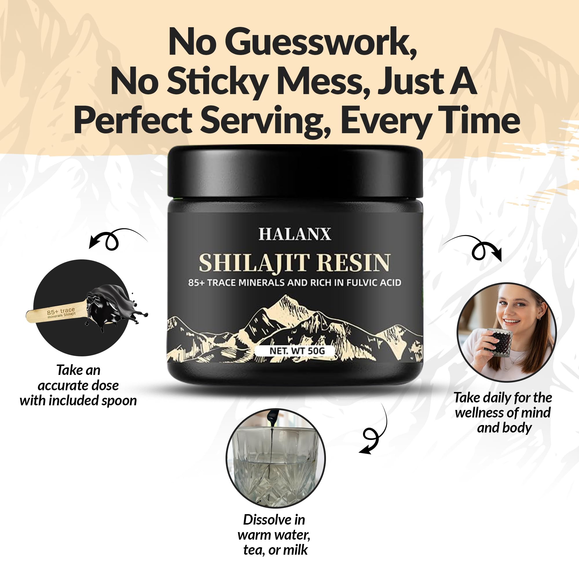 Halanx Shilajit Resin with measuring spoon