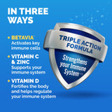 HALEON Emergen-C daily wellness+ Triple Action gummies on a wooden table