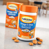 Haliborange Omega-3 Fruit Bursts with a child holding it