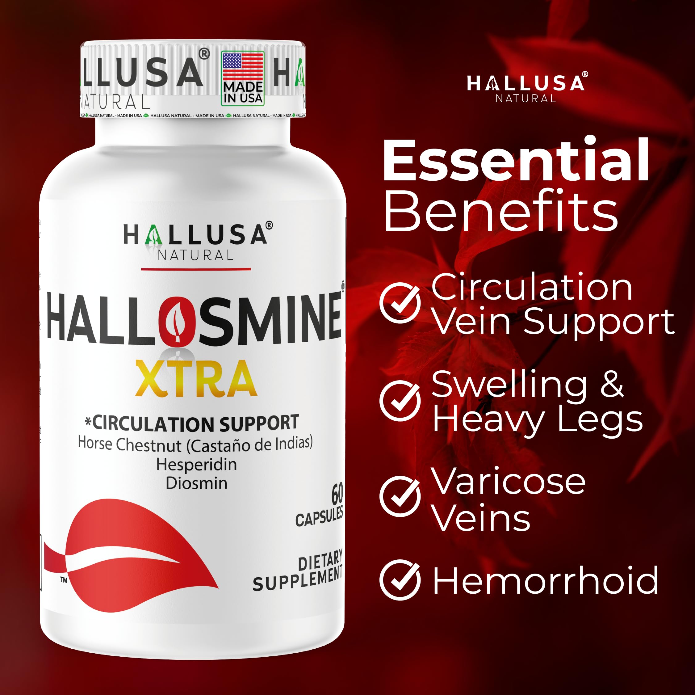 Hallusa Natural Circulation Support Supplement packaging