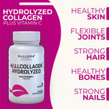 Hallusa Natural Collagen Supplement bottle with a measuring spoon