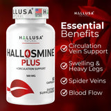 Hallusa Natural Diosmin 500mg Capsules with a measuring spoon