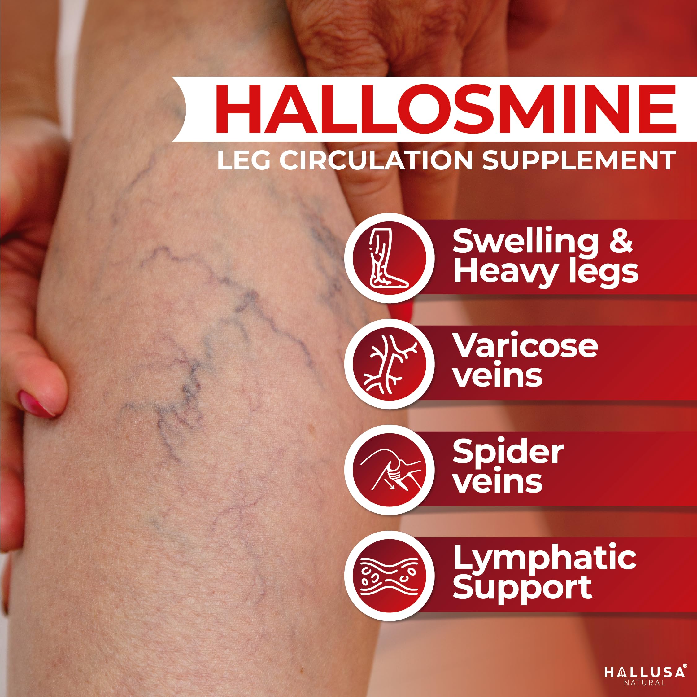 Hallusa Natural Diosmin Circulation 300mg capsules close-up