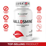 Hallusa Natural Diosmin Circulation 300mg capsules on a wooden table