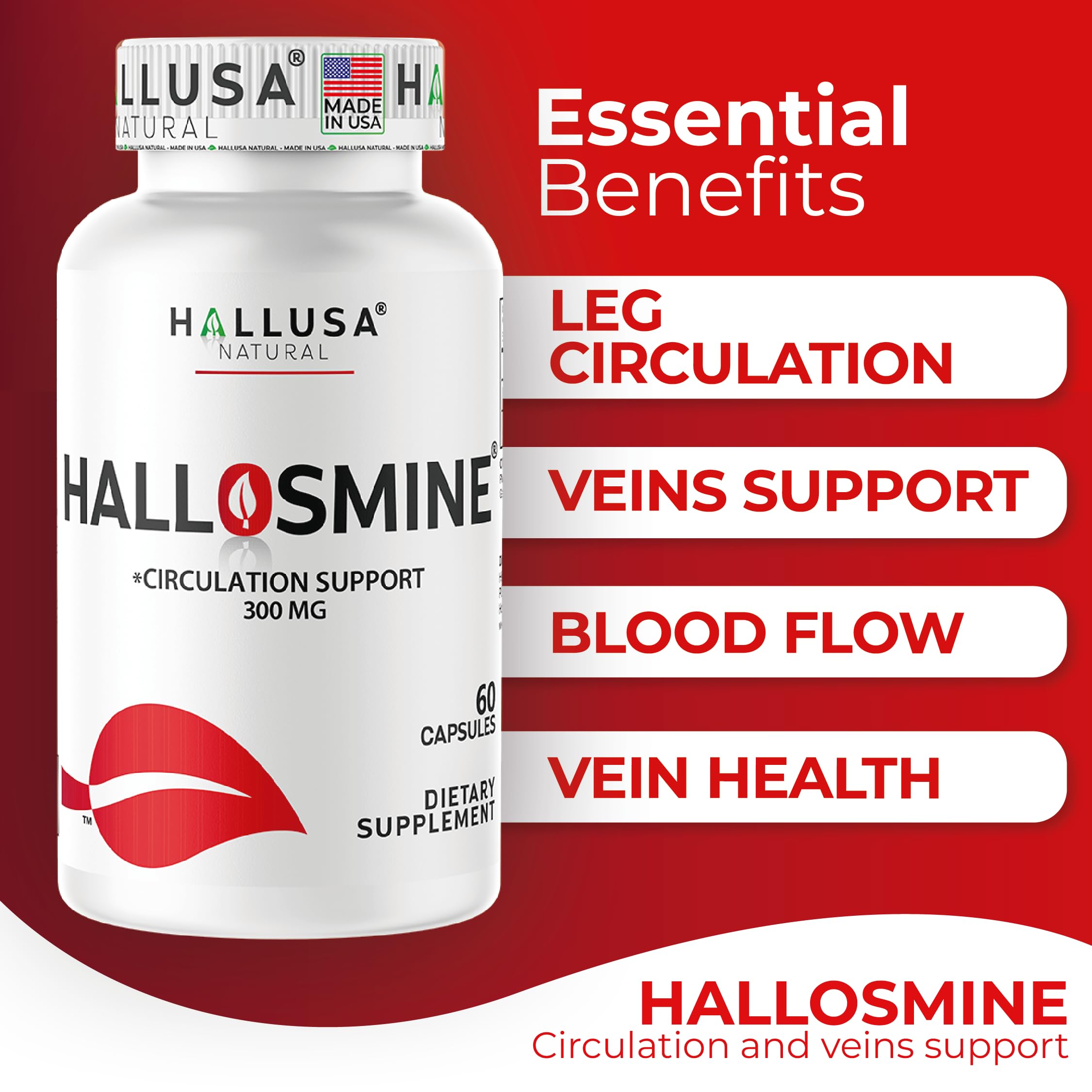 Hallusa Natural Diosmin Circulation 300mg capsules packaging