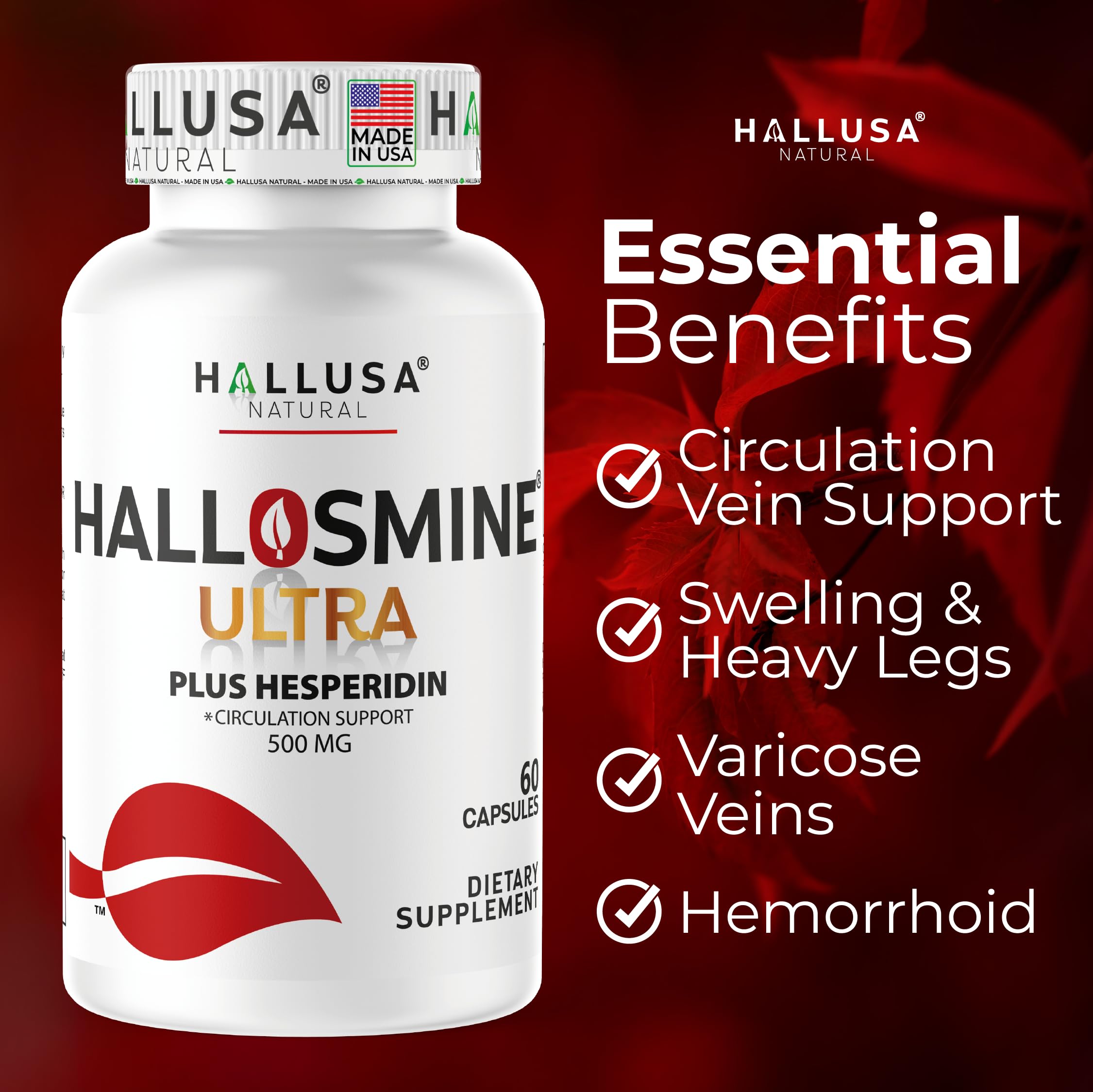 Hallusa Natural Diosmin & Hesperidin Capsules opened bottle