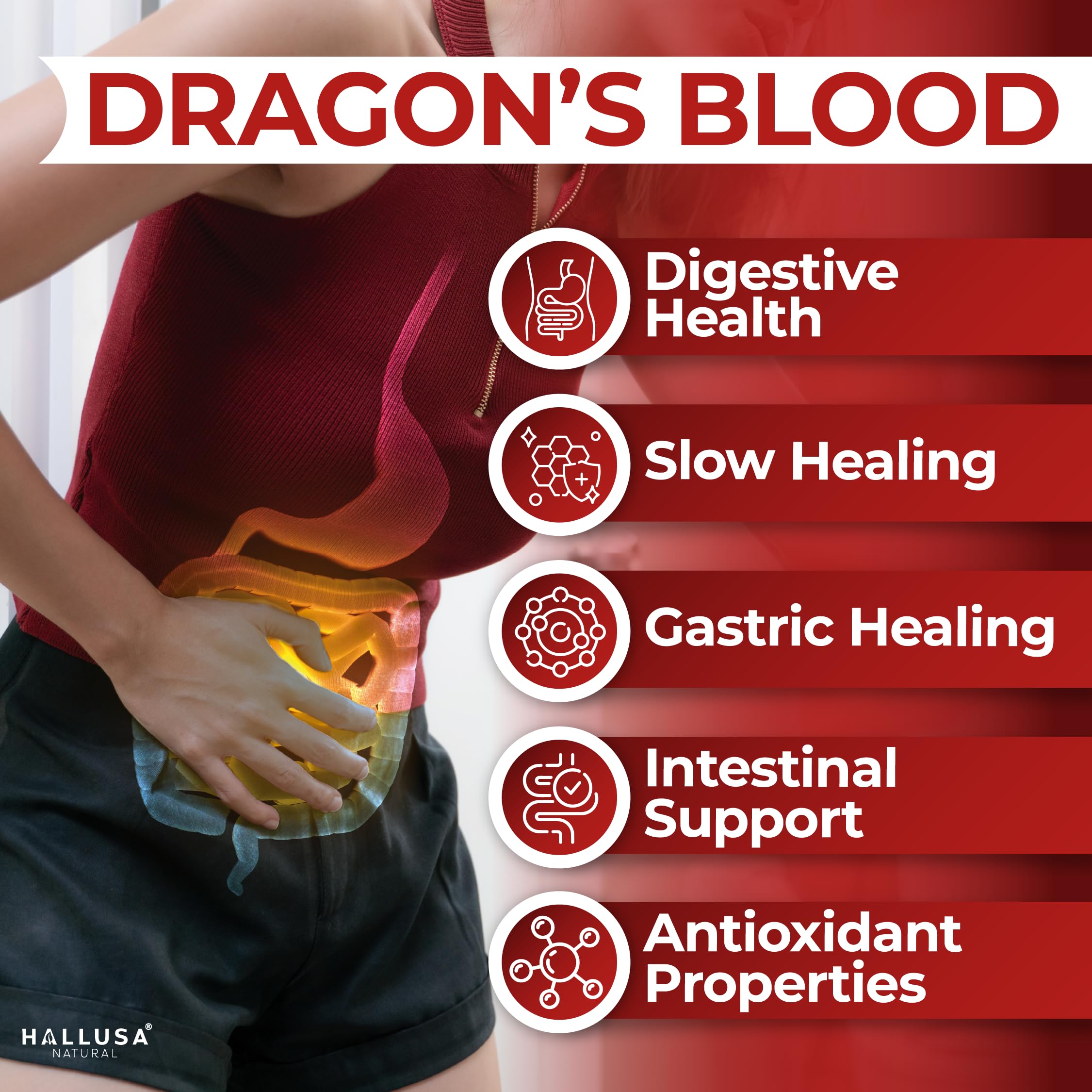 Hallusa Natural Dragon’s Blood 1000mg Capsules side view
