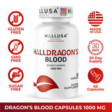 Hallusa Natural Dragon’s Blood 1000mg Capsules with measuring spoon