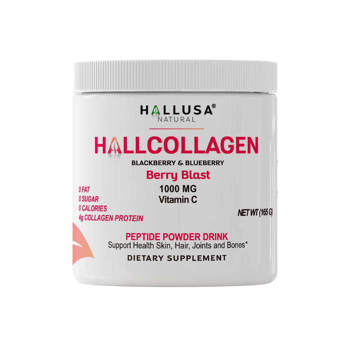 Hallusa Natural Multi Collagen Peptides Powder front view with packaging