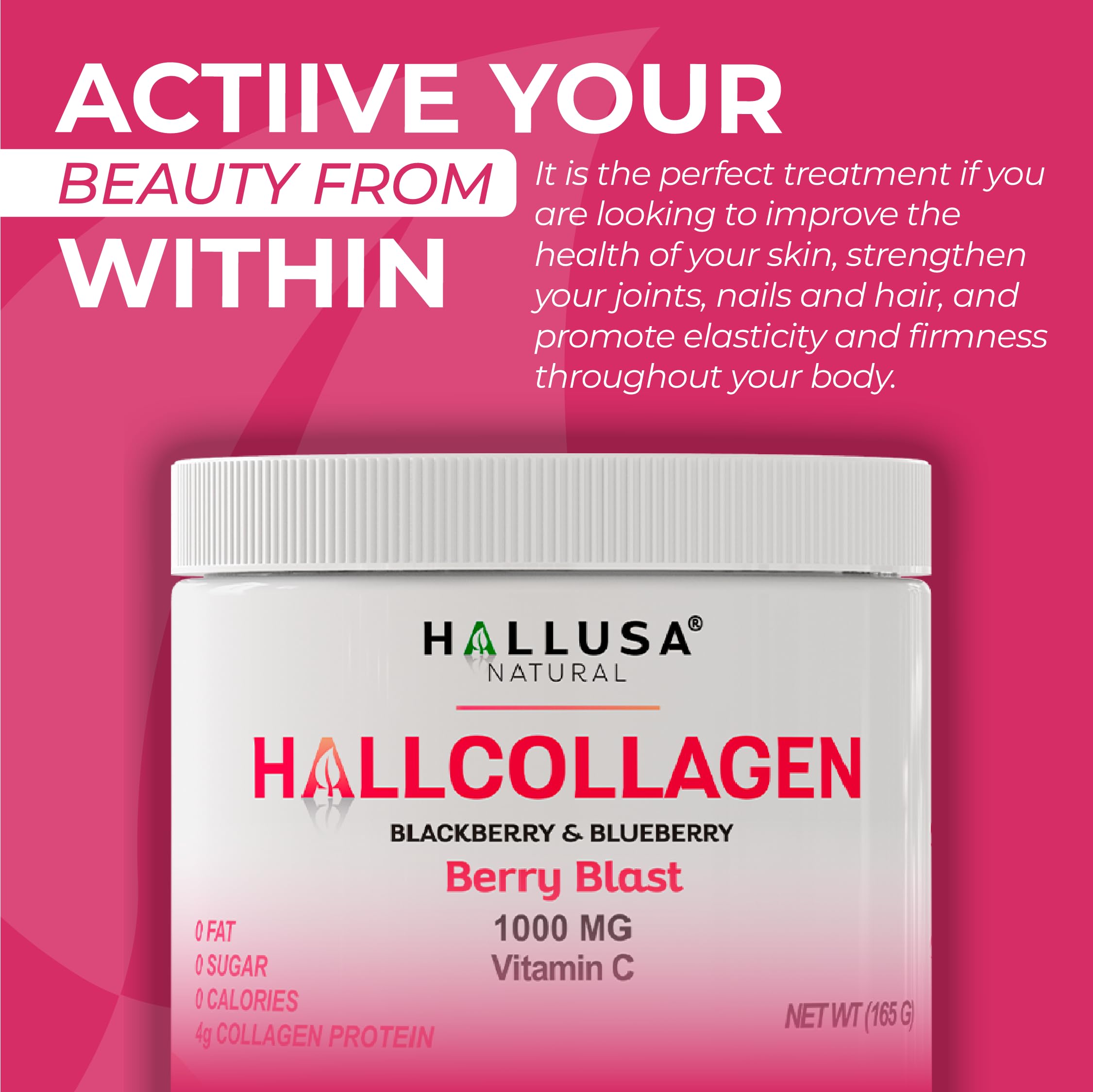 Hallusa Natural Multi Collagen Peptides Powder measuring scoop