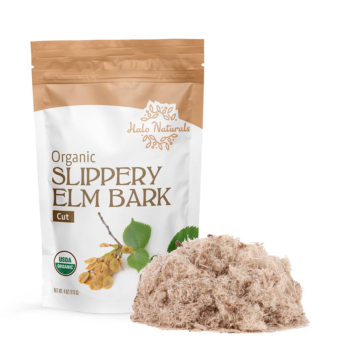Halo Naturals Organic Slippery Elm Bark Cut 113g front view