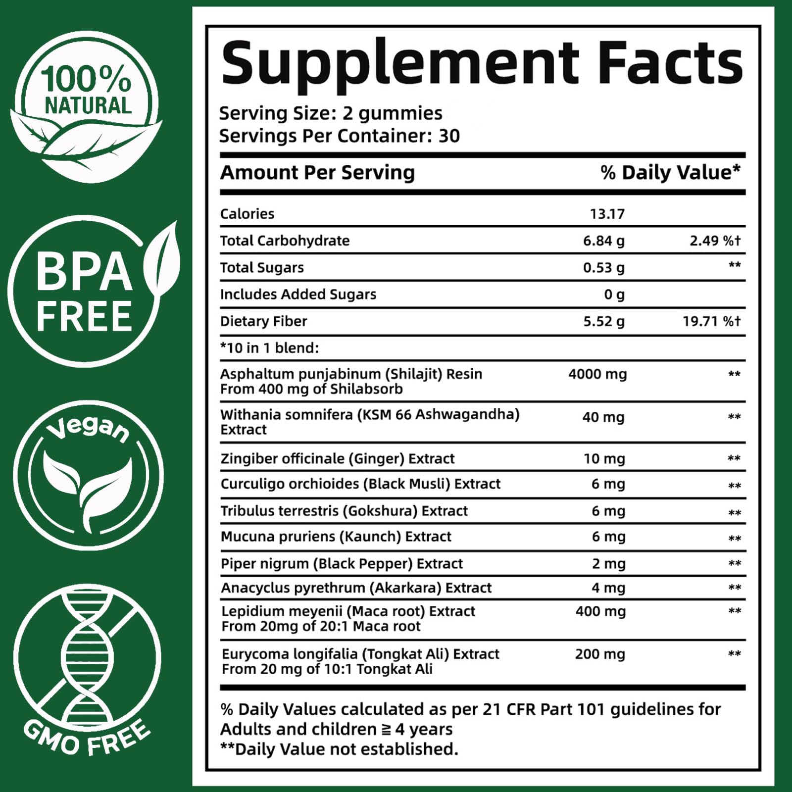 hanachi Alpha Shilajit Gummies 4000mg individual gummy close-up