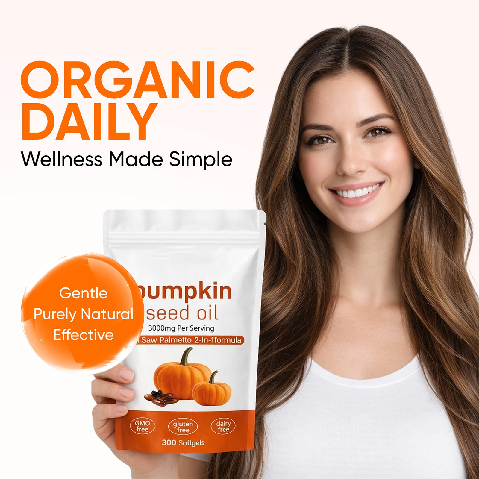 hanachi Pumpkin Seed Oil Capsules in a hand