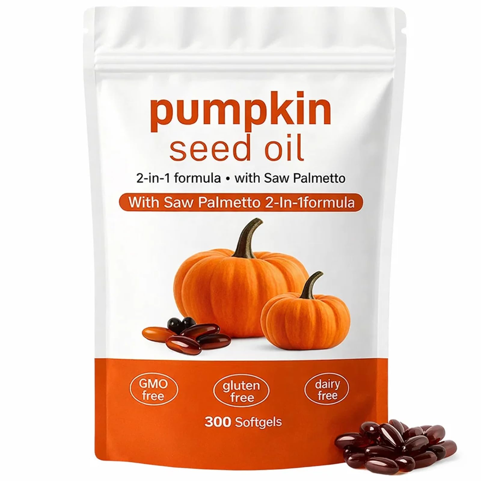hanachi Pumpkin Seed Oil Capsules with Saw Palmetto front view