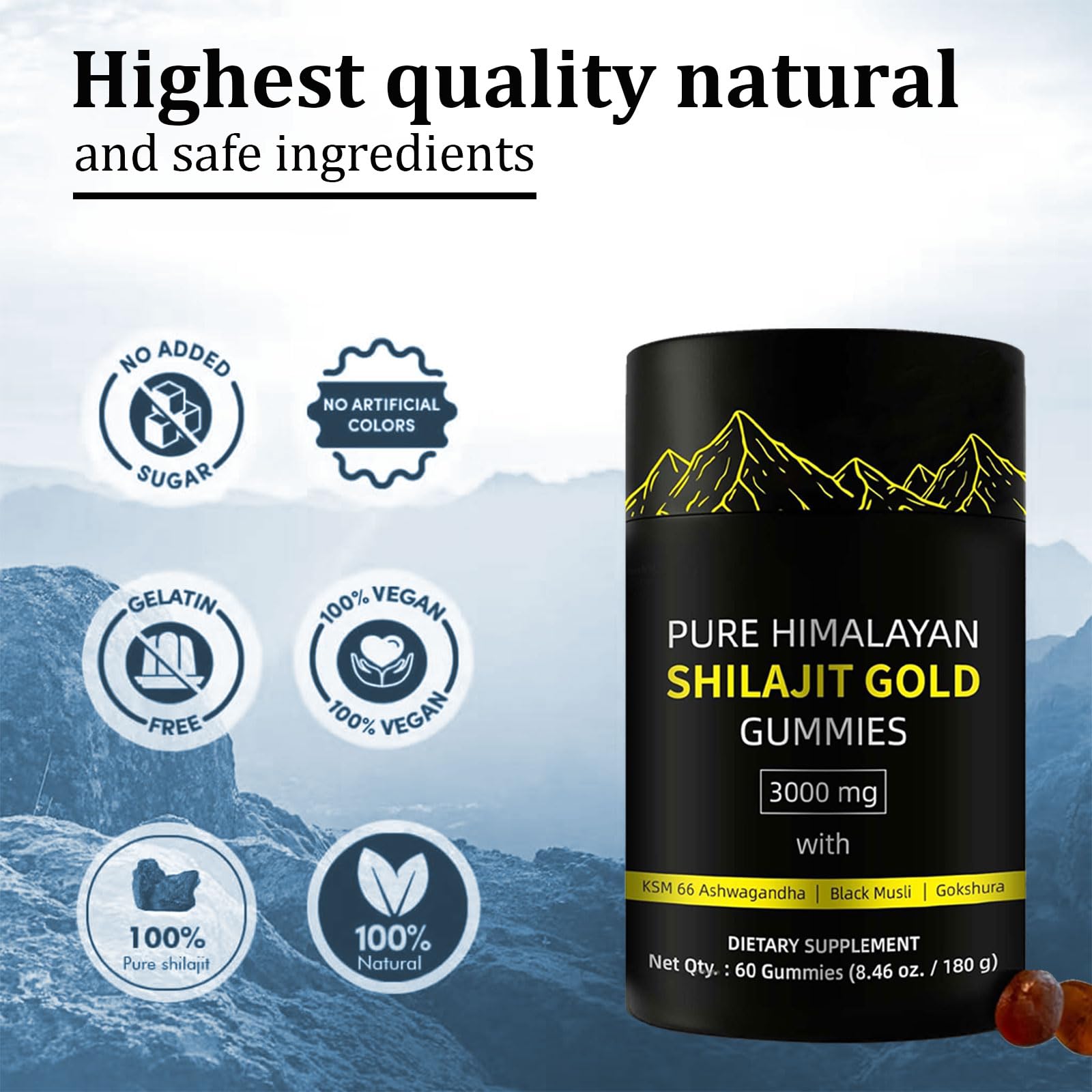 hanachi Pure Himalayan Shilajit Gold Gummy ingredients list