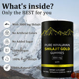 hanachi Pure Himalayan Shilajit Gold Gummy on a wooden table