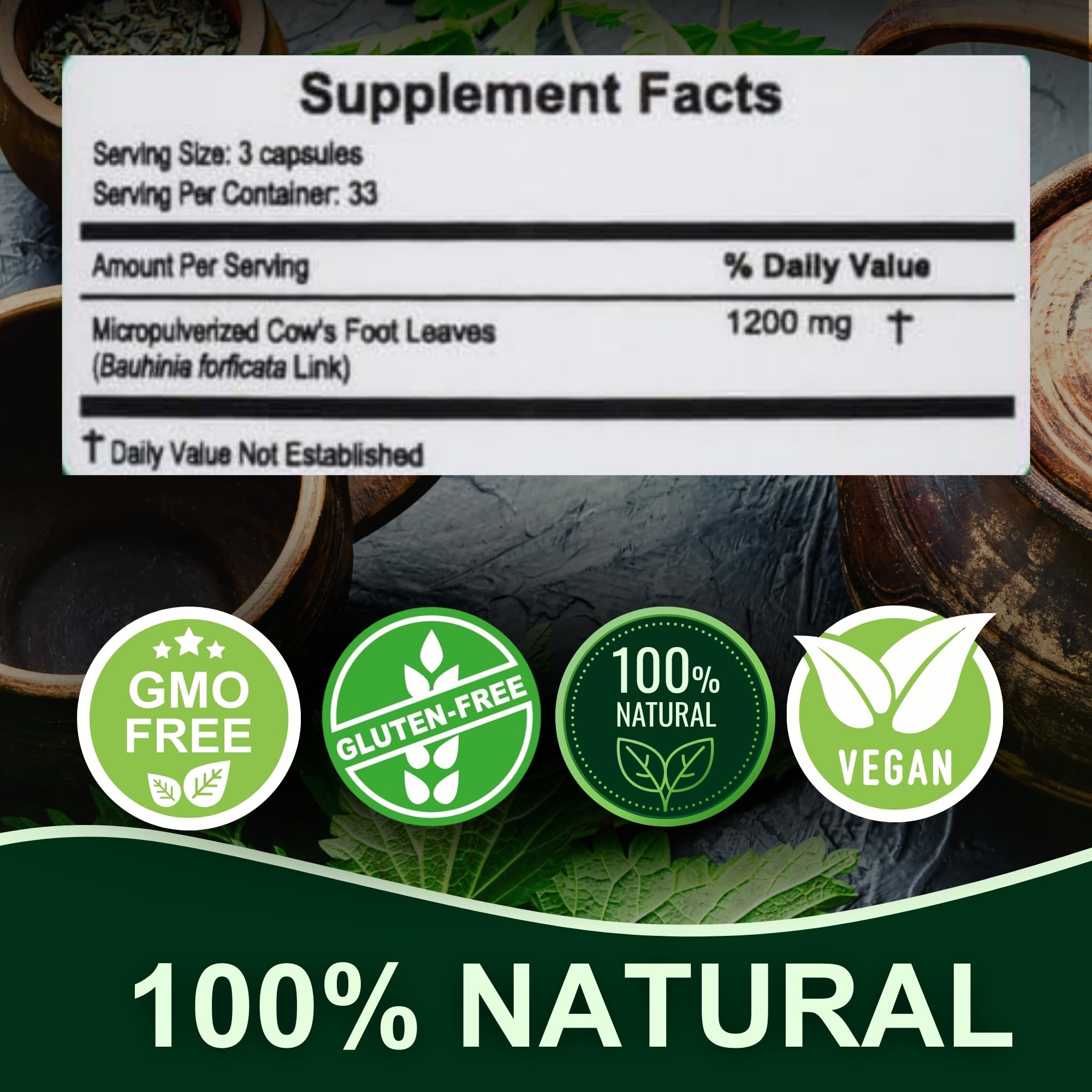 Hanan Pata de Vaca Capsules – top view of the bottle