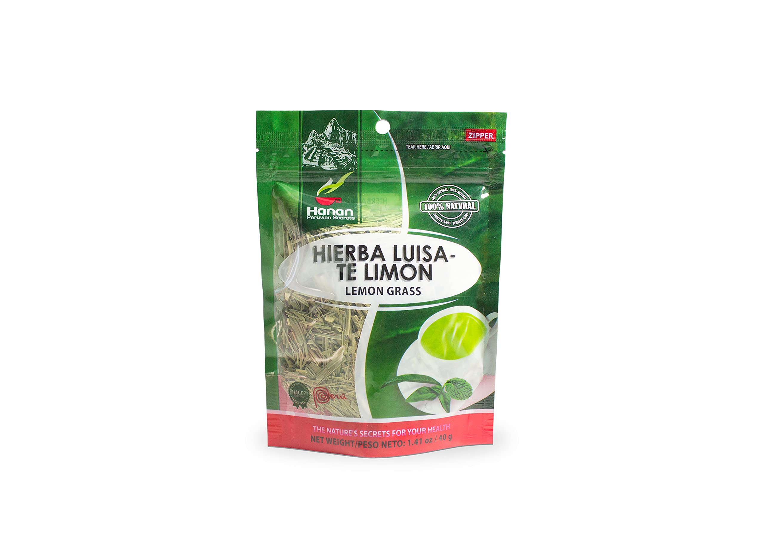 HANAN PERUVIAN SECRETS Lemon Grass Herbal Tea packaging