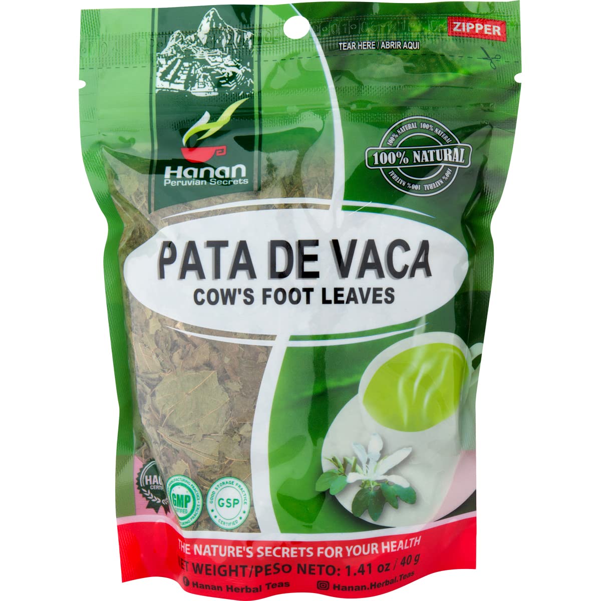 HANAN PERUVIAN SECRETS Pata De Vaca Herbal Tea in a teapot