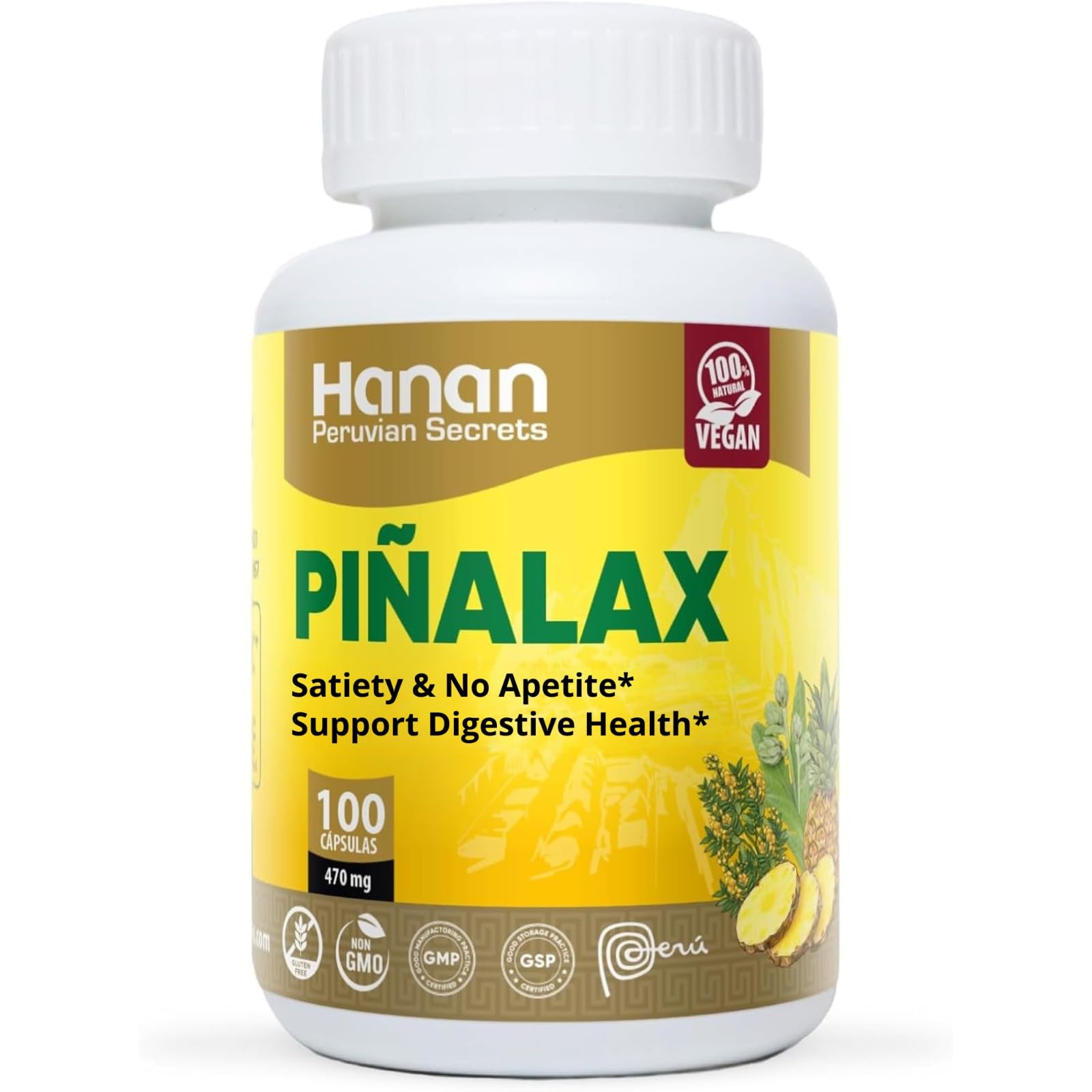 Hanan Piñalax Herbal Capsules with a measuring spoon