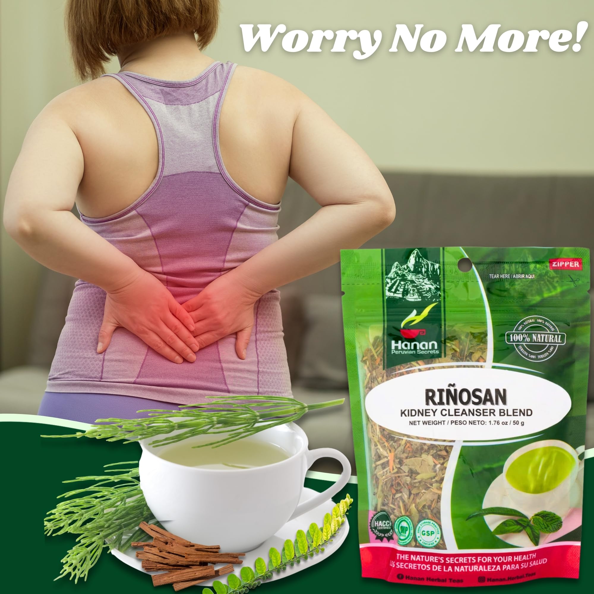 Hanan Riñosan Kidney Cleanse Herbal Tea Bags with Chanca Piedra