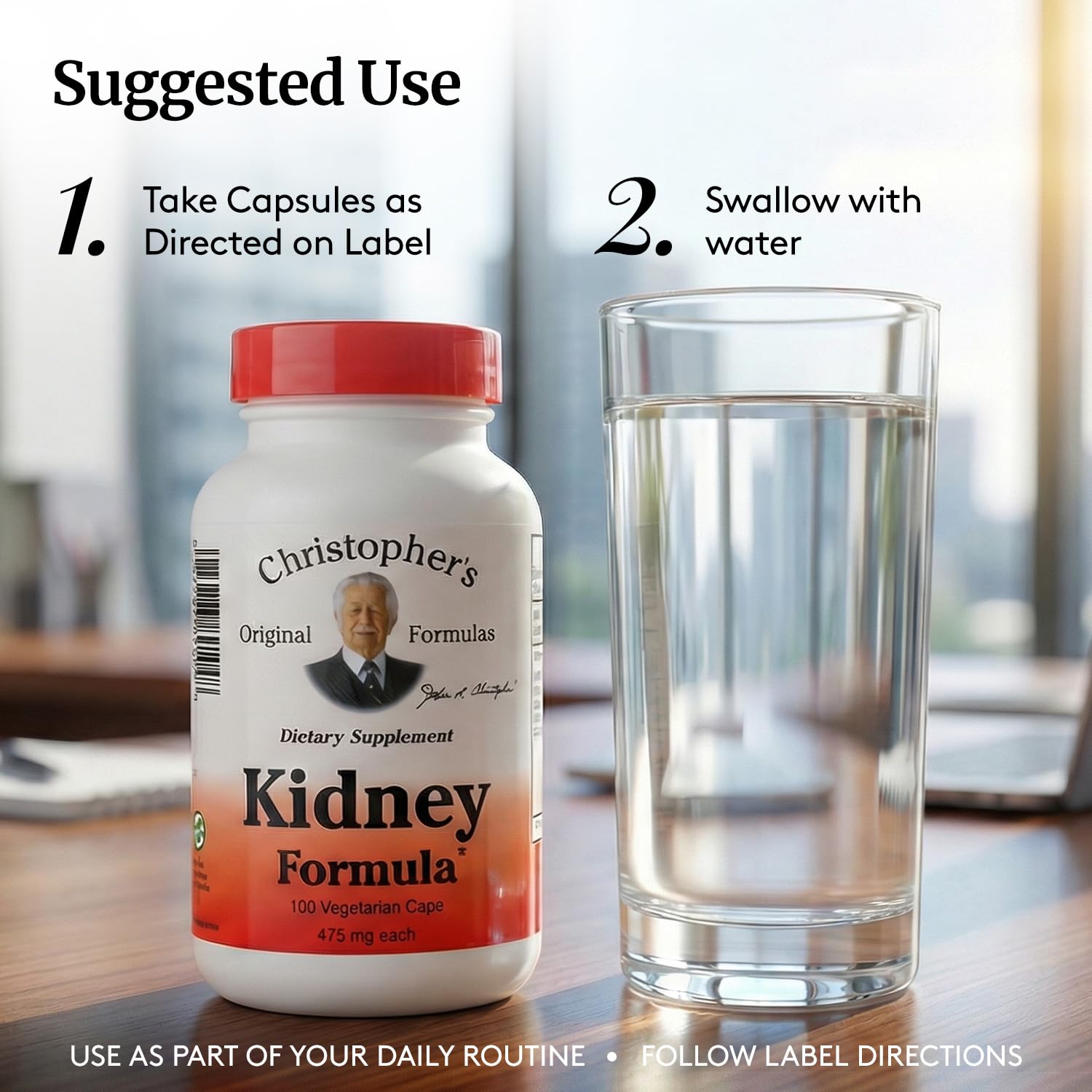 Hand holding Christopher's Original Formulas Kidney Support Capsules