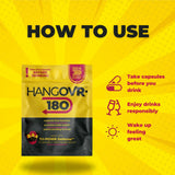 HANGOVR-180 Tri-Power Defense Capsules with single-serving pouch