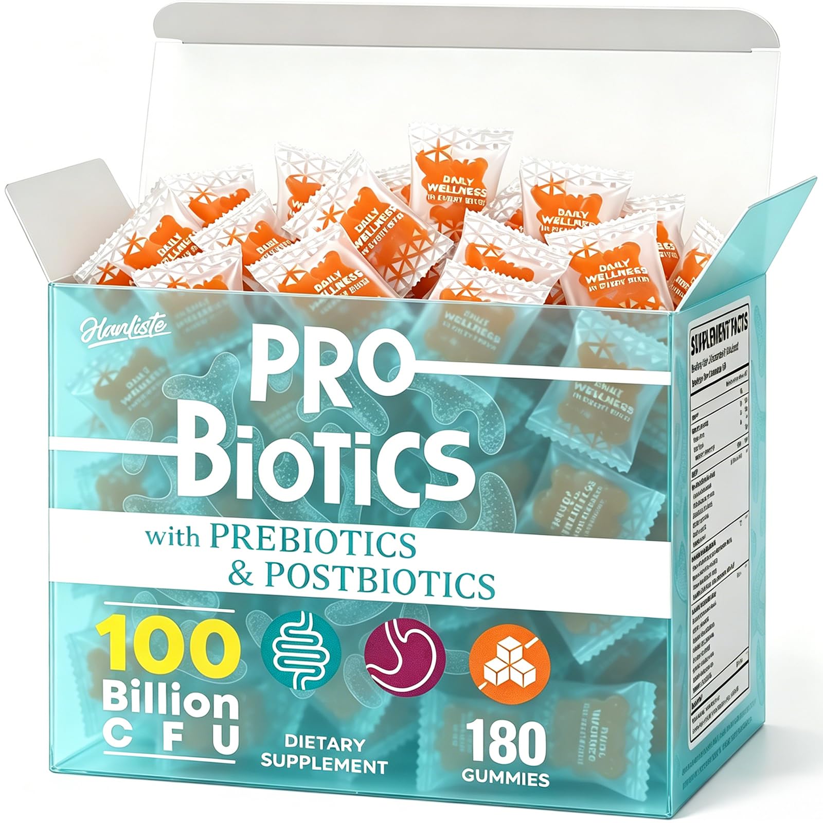Hanliste Probiotic Gummies 19 in 1 front view with packaging