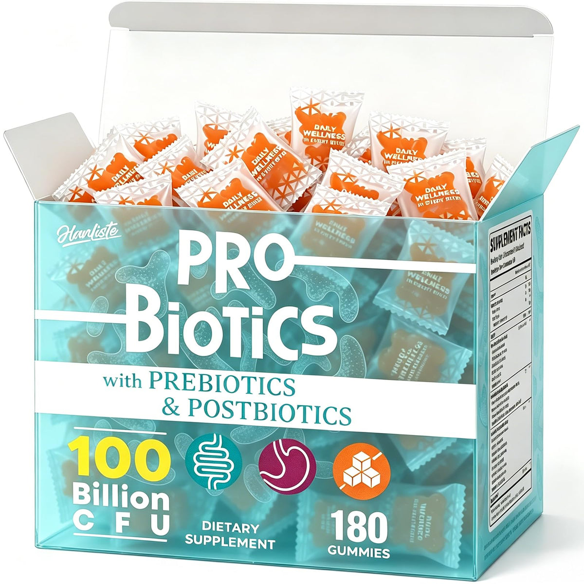 Hanliste Probiotic Gummies 19 in 1 front view with packaging