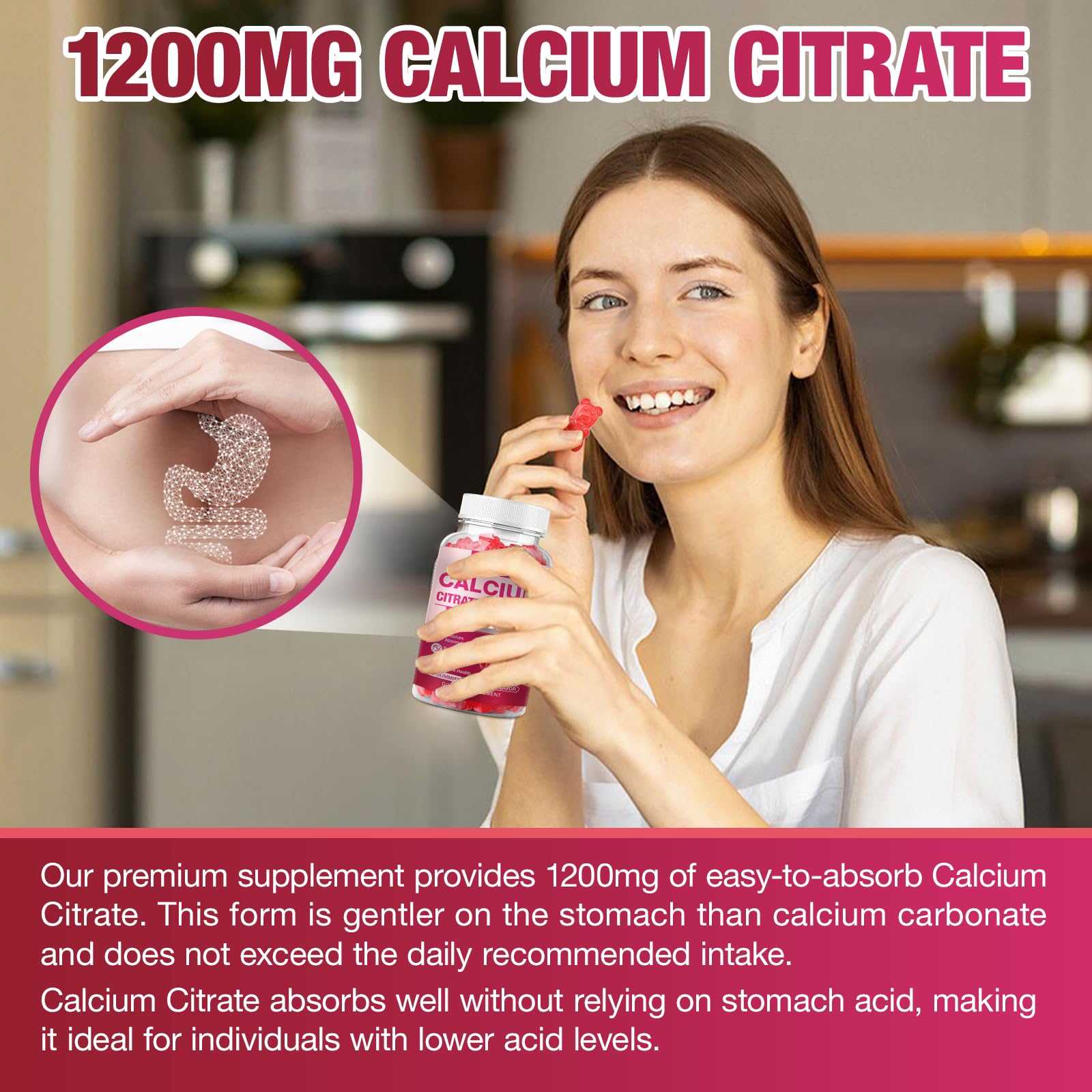 Haohan Calcium Citrate Gummies nutritional information on packaging