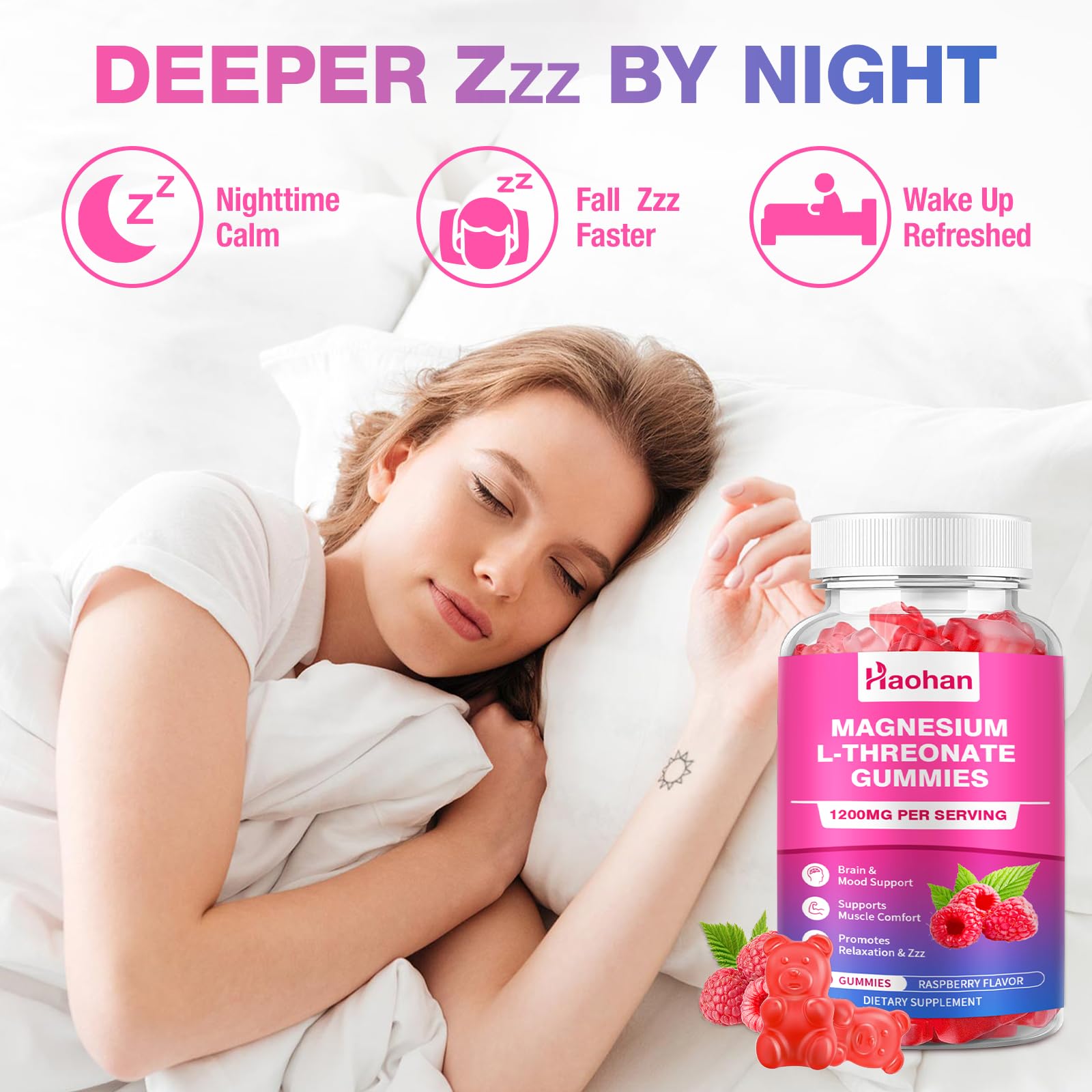 Haohan Magnesium L-Threonate Gummies family-friendly label