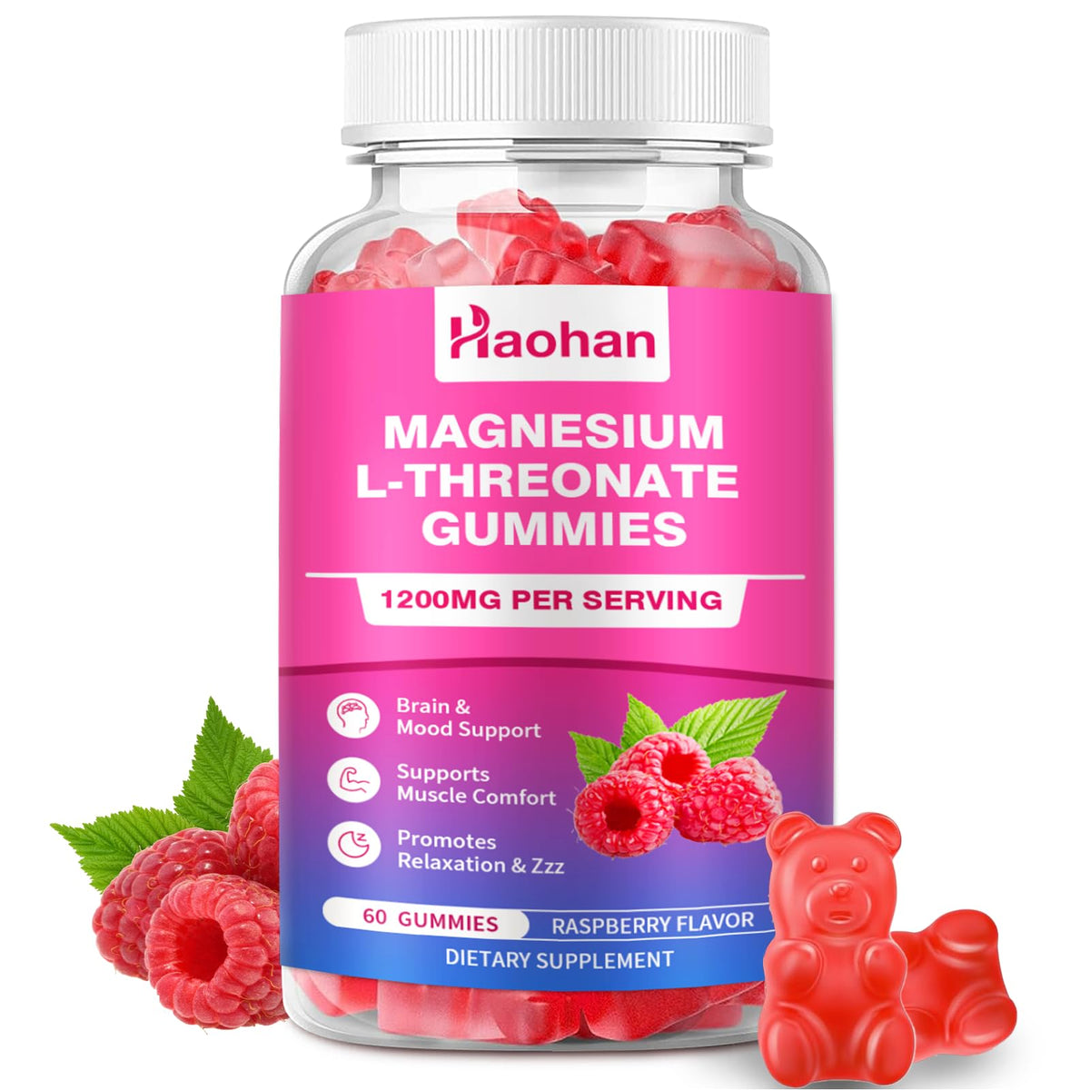 Haohan Magnesium L-Threonate Gummies front view with packaging