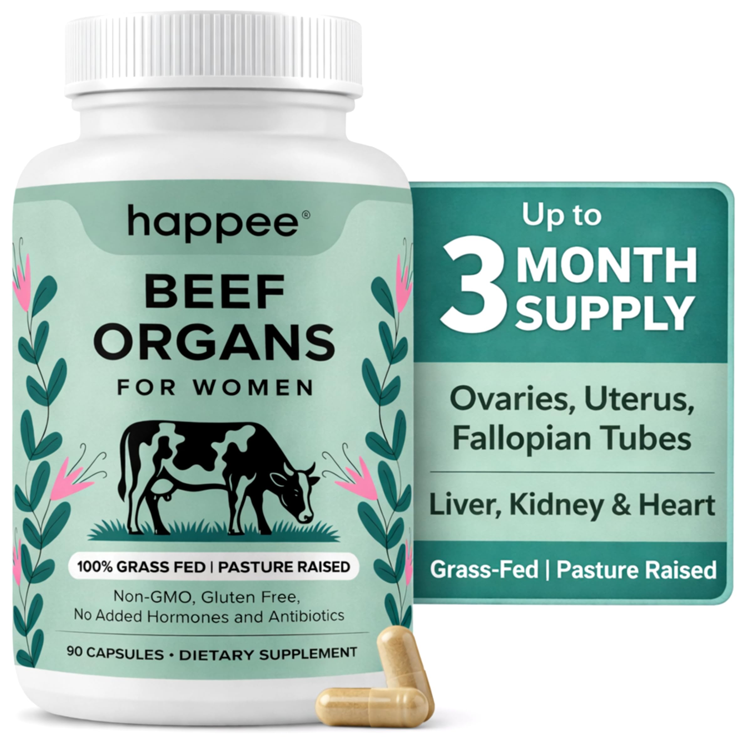 Happee Beef Organ Capsules for Women front view