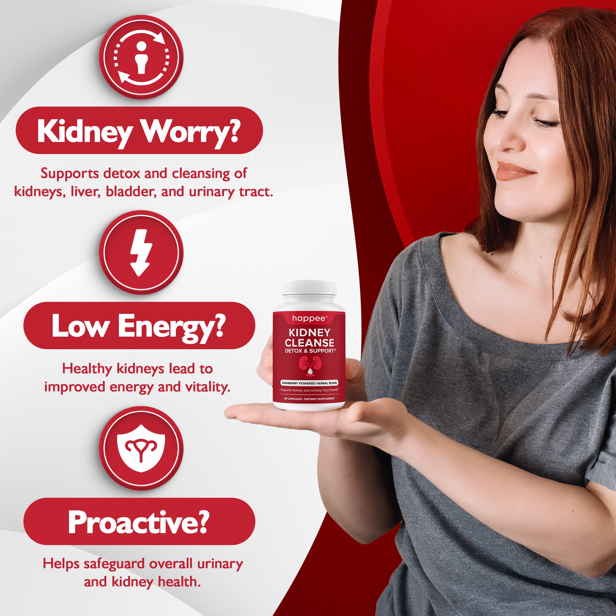 Happee Kidney Health Supplement capsules close-up