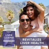 Happee Milk Thistle supplement with a green plant background