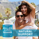 Happee Mullein Leaf Extract capsules in a clear glass