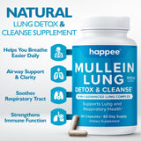 Happee Mullein Leaf Extract capsules on a wooden table
