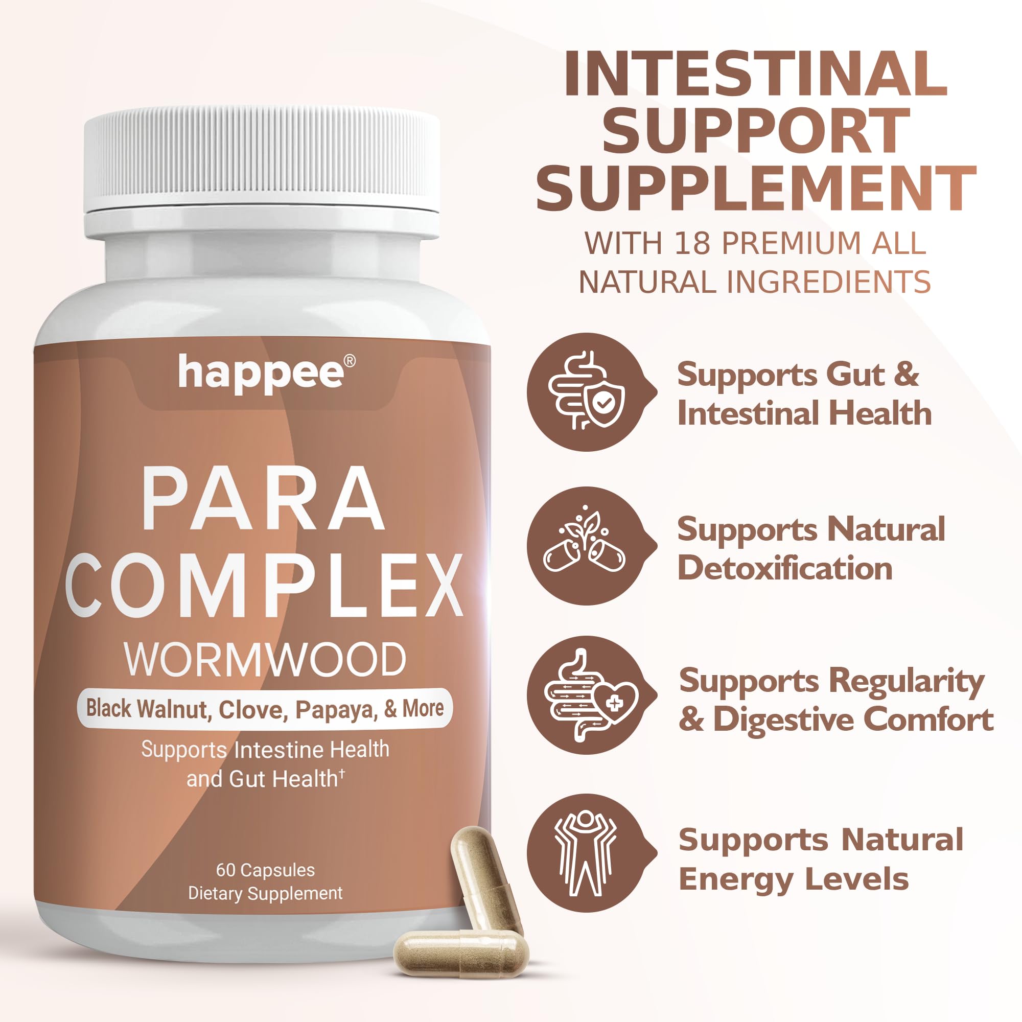 Happee Para Complex bottle side view with label