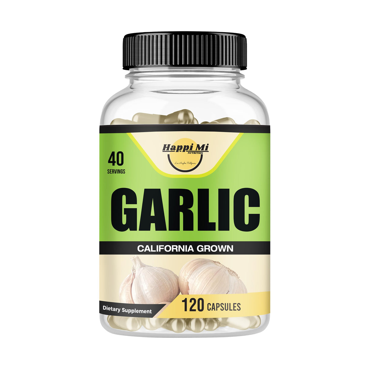 Happi Mi Nutrition Garlic Capsules front view packaging