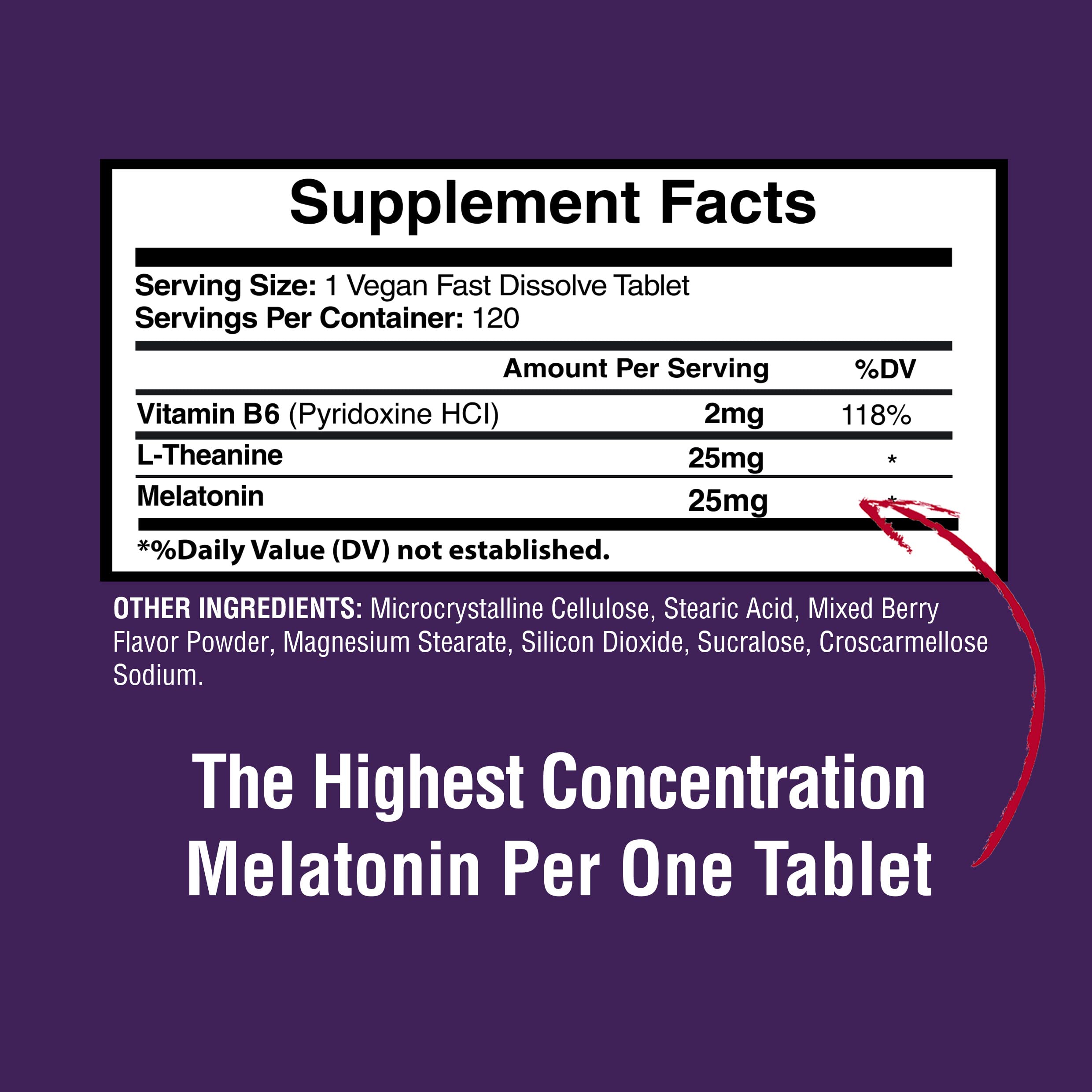 Happi Mi Nutrition Melatonin 25mg bottle with 120 chewable tablets