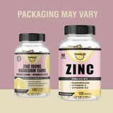 Happi Mi Nutrition Zinc Supplement 100mg Vitamin C D capsule bottle side view