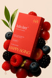 Happy Aging Effervescent Magnesium Tablets with a glass of water